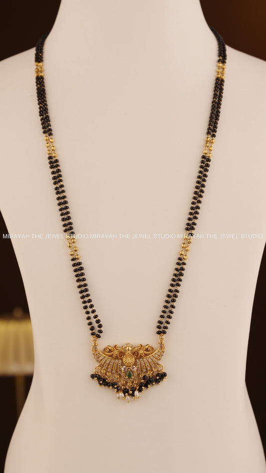 MORNI BLACK BEAD HARAM - GREEN