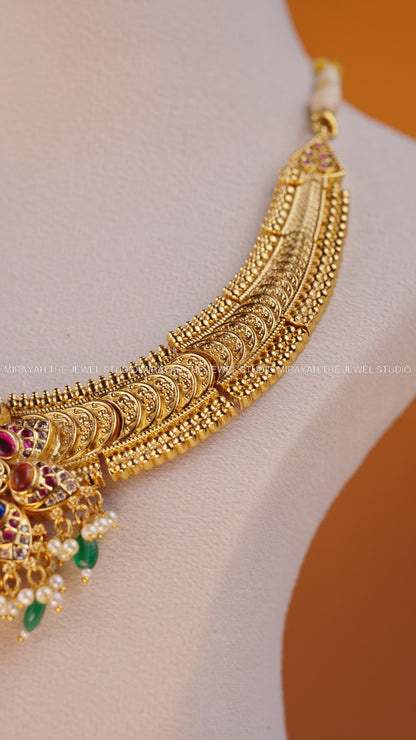 PREMIUM NAVARATNA COIN NECKLACE