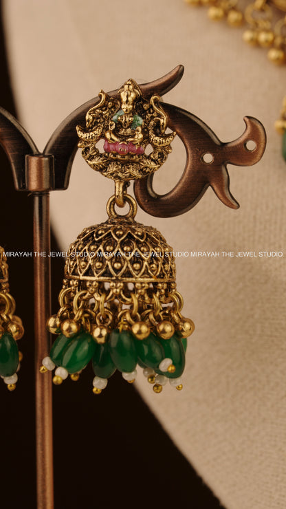 MANJARI MEENAKARI NECKLACE - GREEN