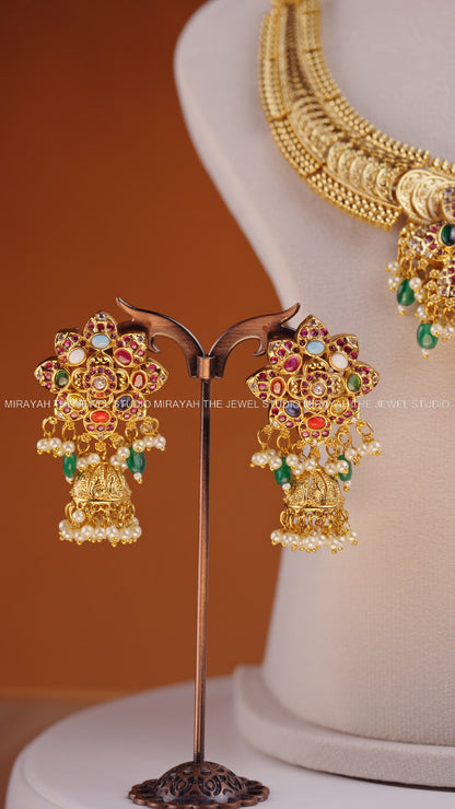 PREMIUM NAVARATNA COIN NECKLACE