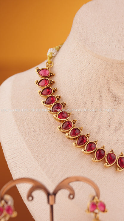 PONMANI MANGO NECKLACE - RED