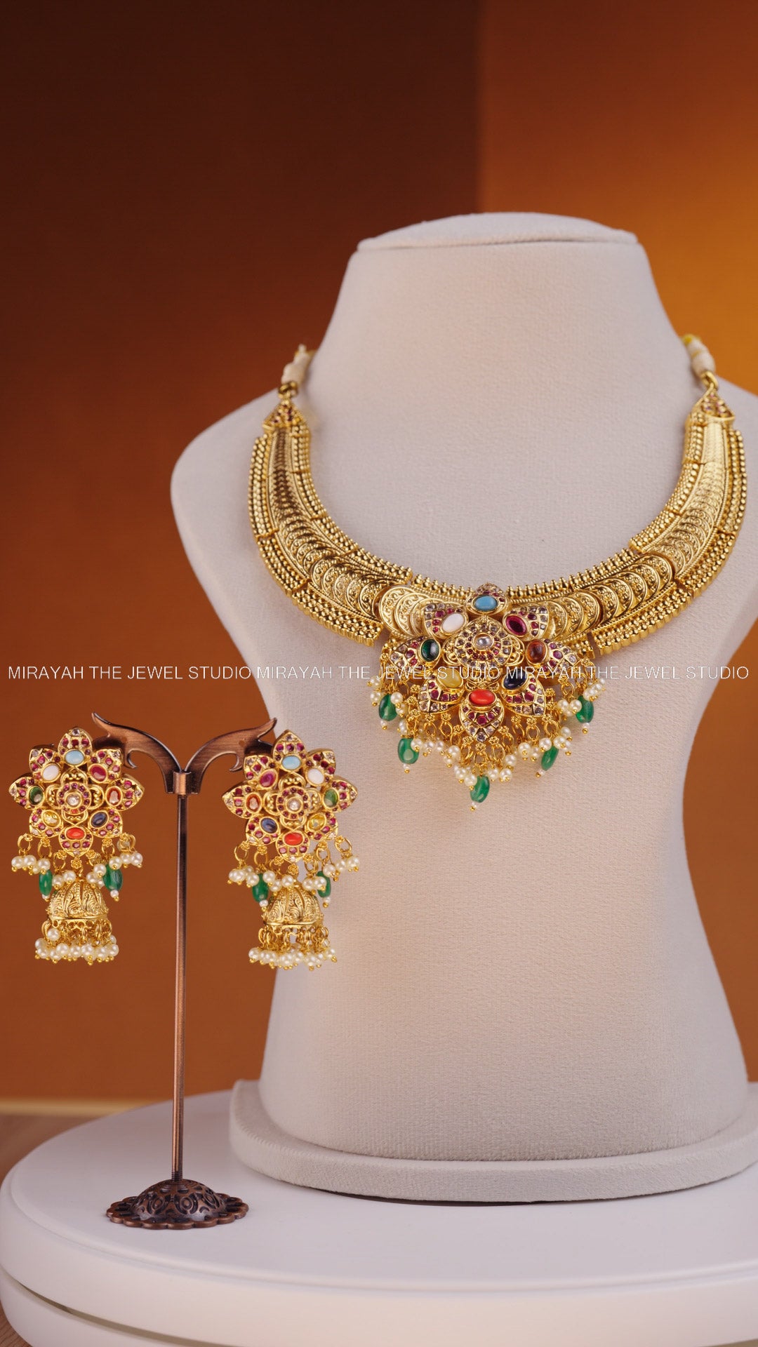 PREMIUM NAVARATNA COIN NECKLACE