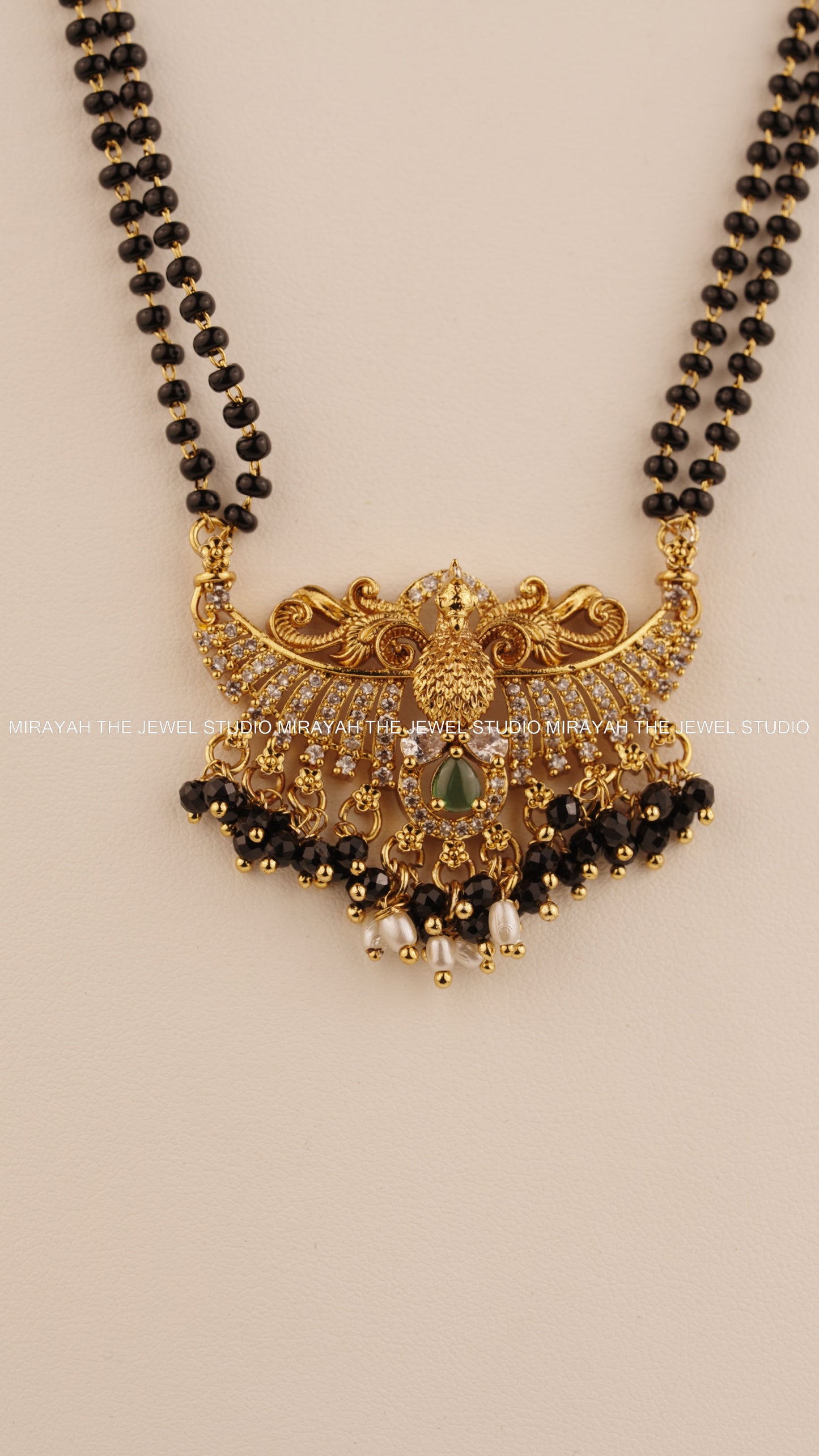MORNI BLACK BEAD HARAM - GREEN