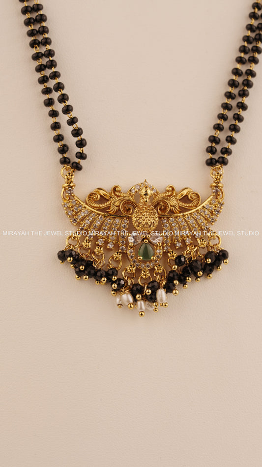 MORNI BLACK BEAD HARAM - GREEN