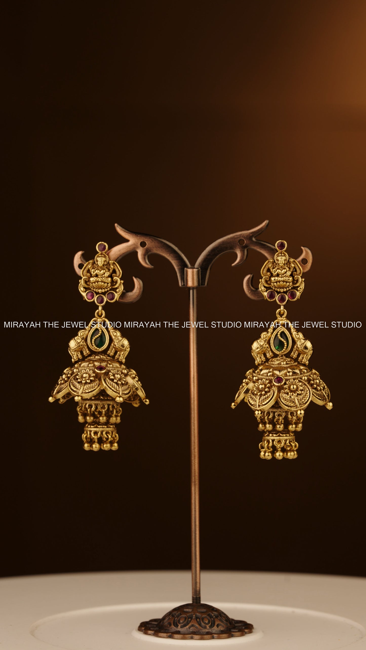 ANTIQUE LAKSHMI CROWN JHUMKA