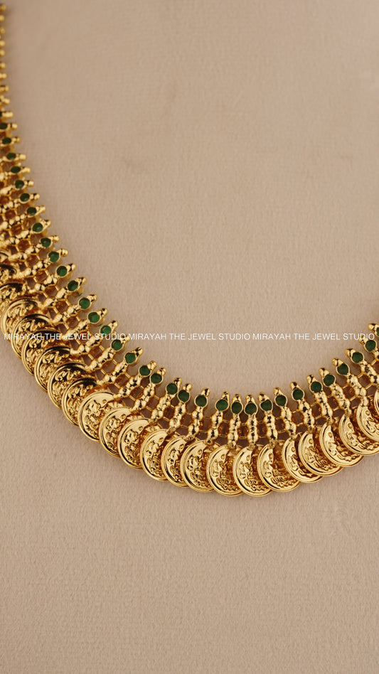 RAJALAKSHMI ROYALE KAASU NECKLACE - GREEN