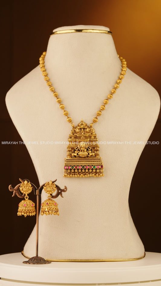 LAKSHMI GOPURA HARAM -  RUBY AND GREEN
