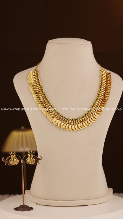 RAJALAKSHMI ROYALE KAASU NECKLACE - GREEN