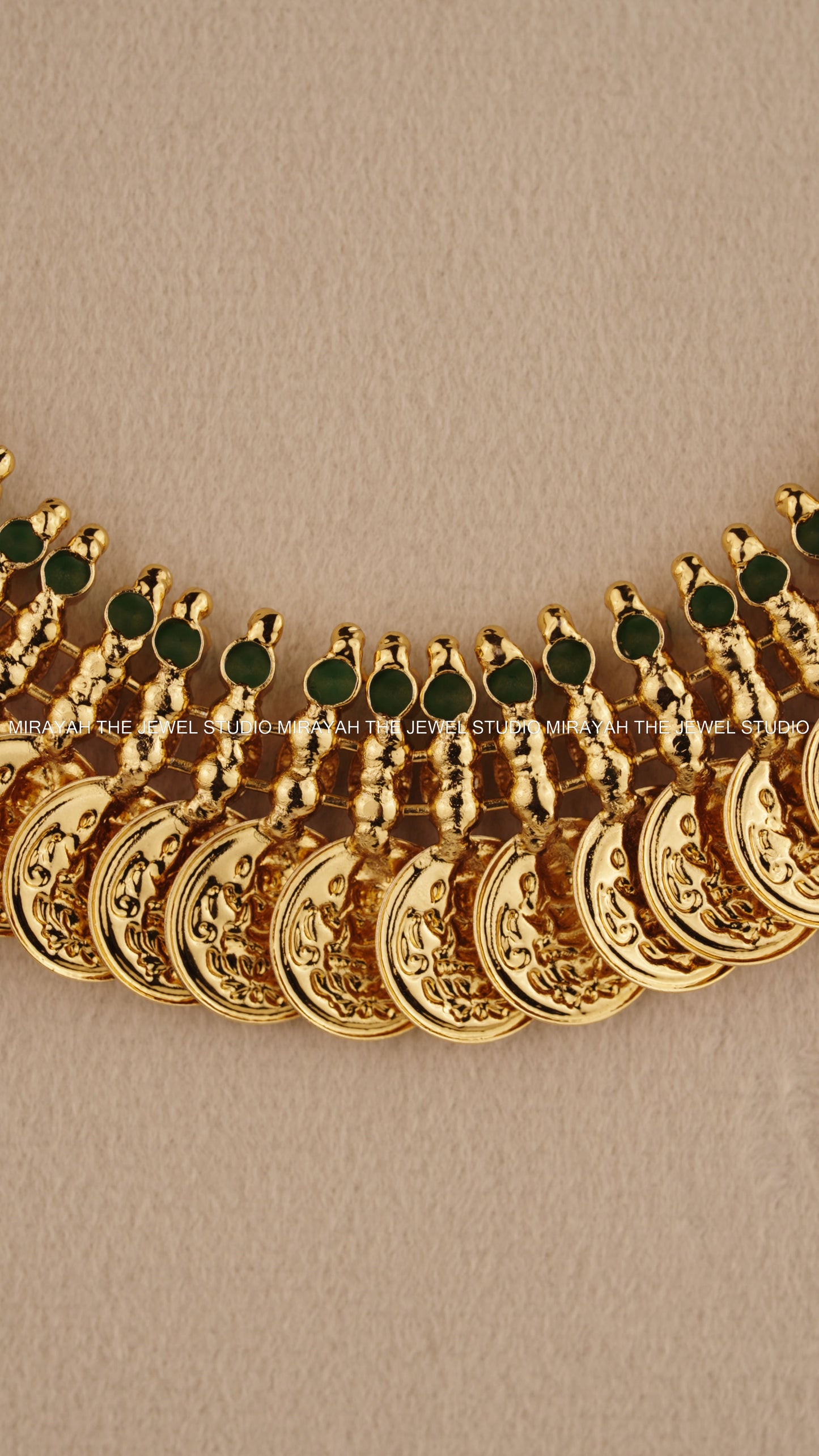 RAJALAKSHMI ROYALE KAASU NECKLACE - GREEN