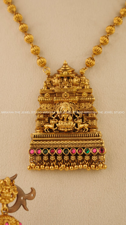 LAKSHMI GOPURA HARAM -  RUBY AND GREEN