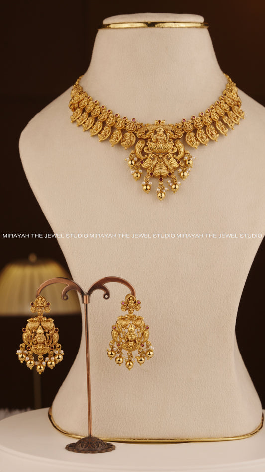 PREMIUM DEVASREE KAASU NECKLACE - RUBY