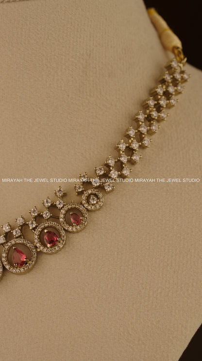 BLUSH DEW ELEGANCE NECKLACE - RUBY