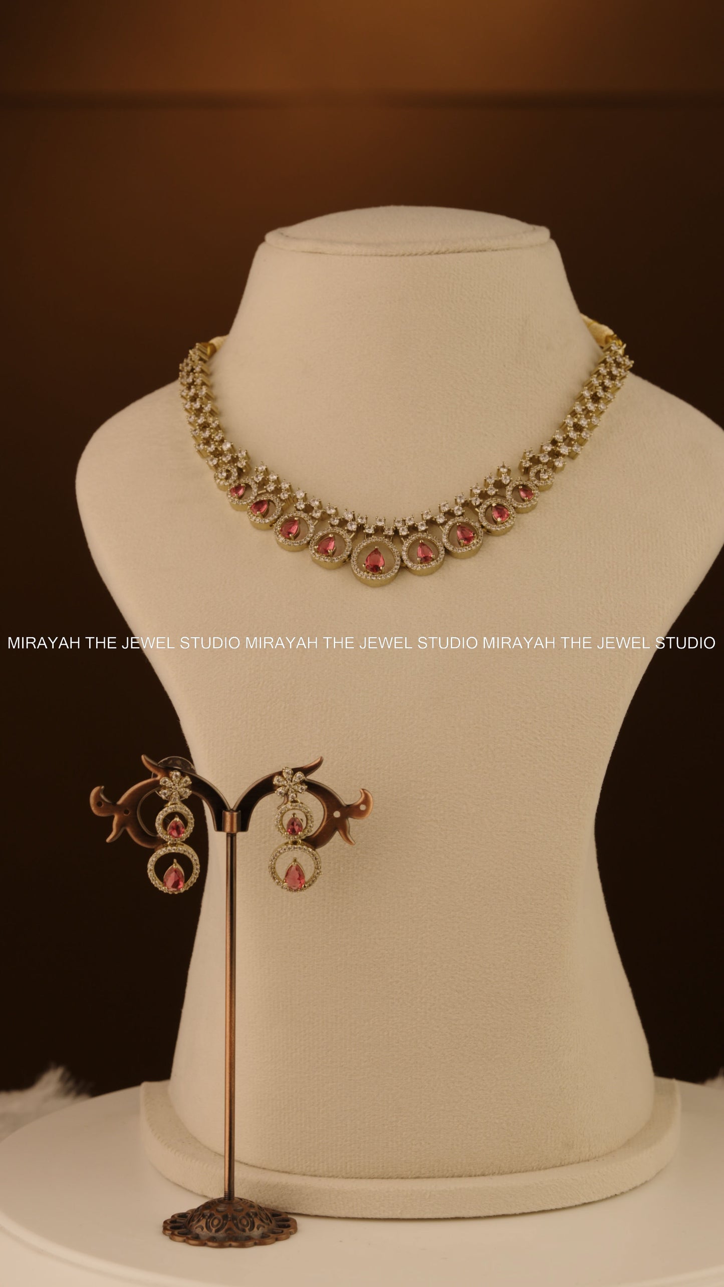 BLUSH DEW ELEGANCE NECKLACE - RUBY