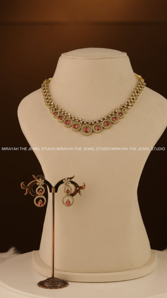 BLUSH DEW ELEGANCE NECKLACE - RUBY