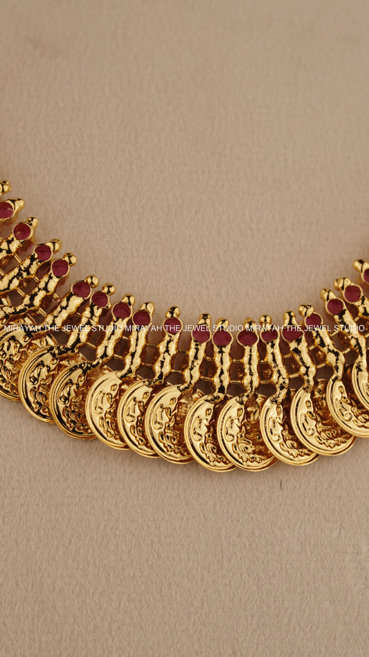 RAJALAKSHMI ROYALE KAASU NECKLACE - RUBY