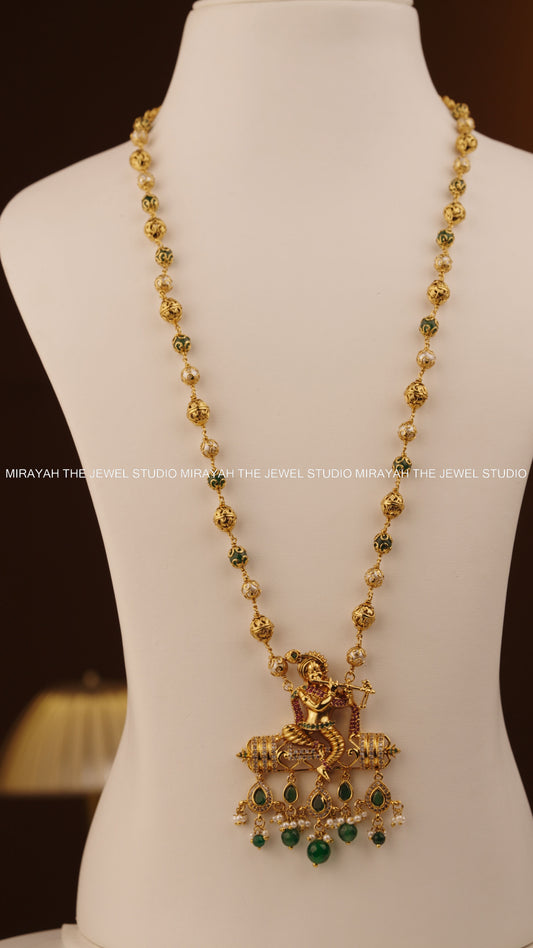 HARE KRISHNA HARAM - GREEN AND RUBY
