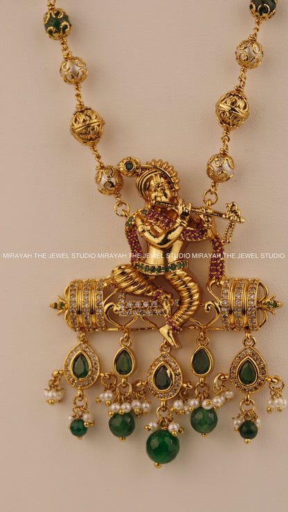 HARE KRISHNA HARAM - GREEN AND RUBY