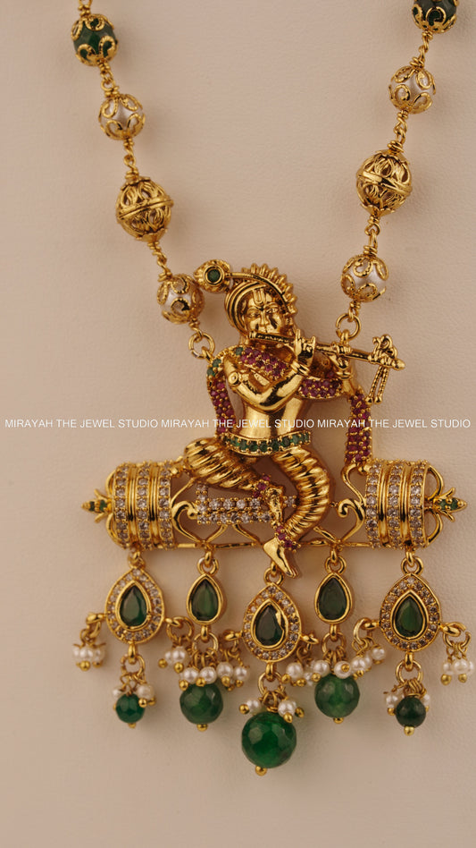HARE KRISHNA HARAM - GREEN AND RUBY