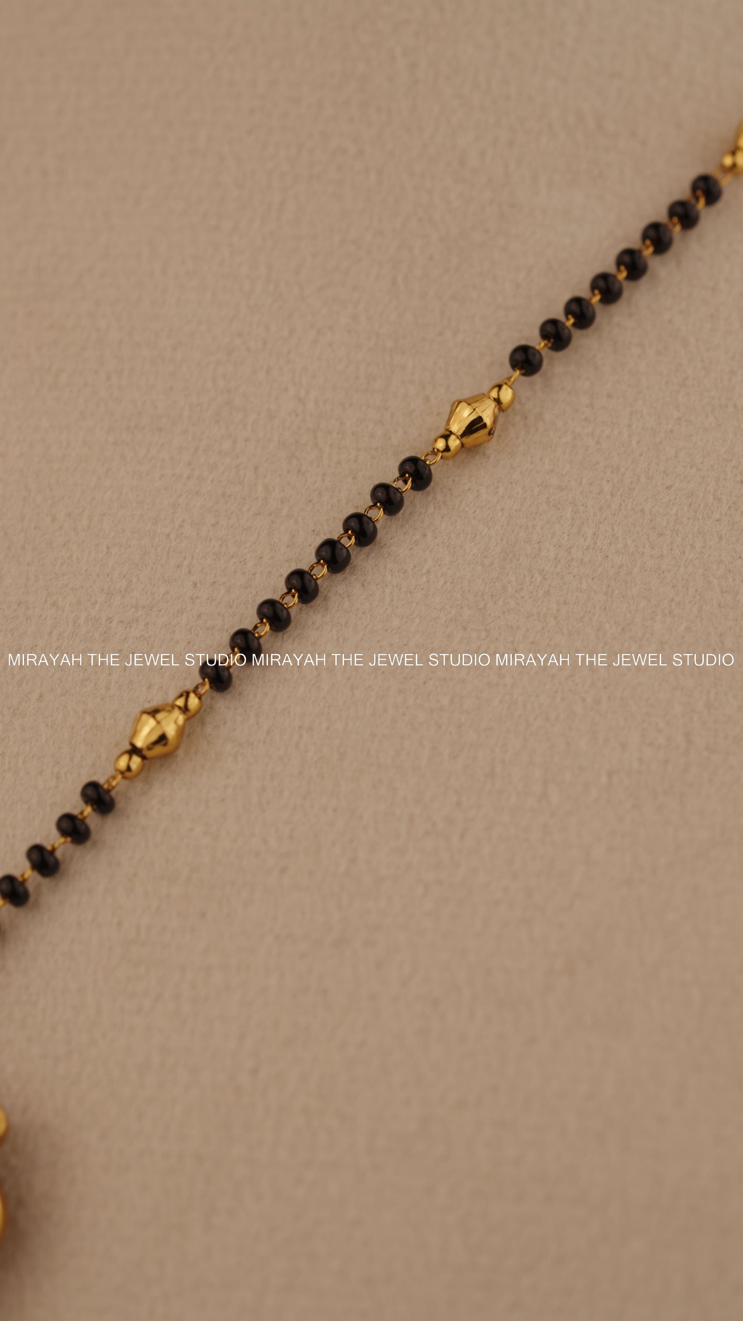 BLACK BEAD SUBHALAKSHMI NECKLACE - RUBY
