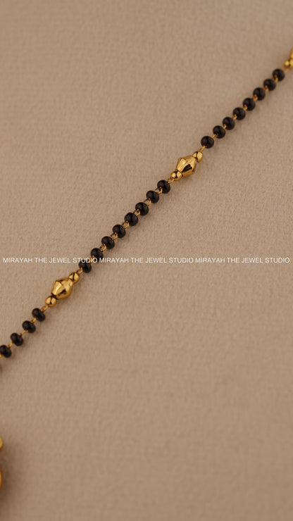 BLACK BEAD SUBHALAKSHMI NECKLACE - RUBY
