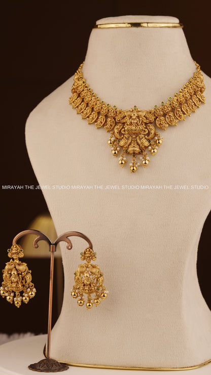 PREMIUM DEVASREE KAASU NECKLACE - GREEN