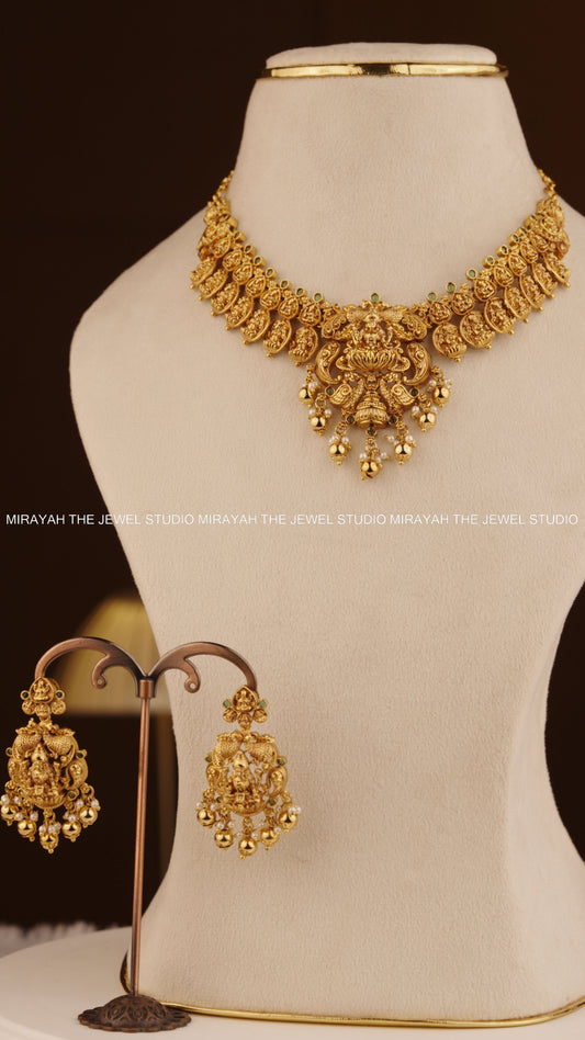 PREMIUM DEVASREE KAASU NECKLACE - GREEN