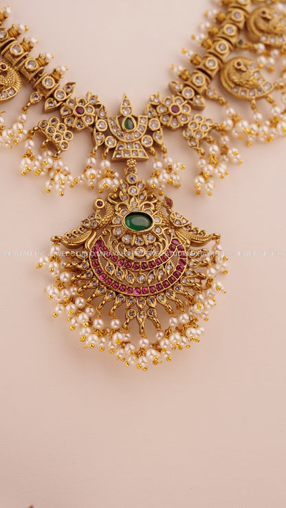 PREMIUM MOTI MAYURA NECKLACE