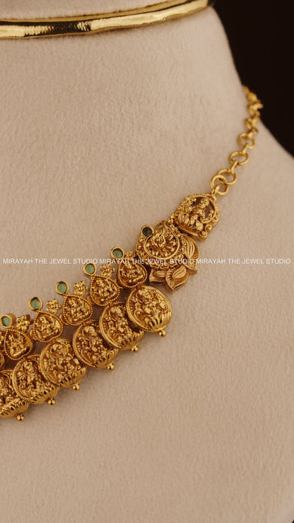 PREMIUM DEVASREE KAASU NECKLACE - GREEN