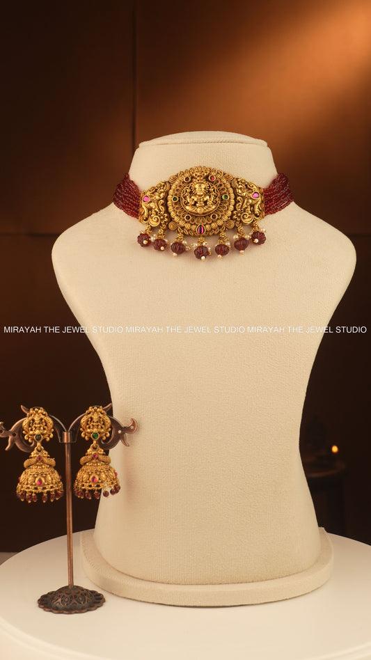 MANGALA DEEPA CHOKER -  MAROON RED
