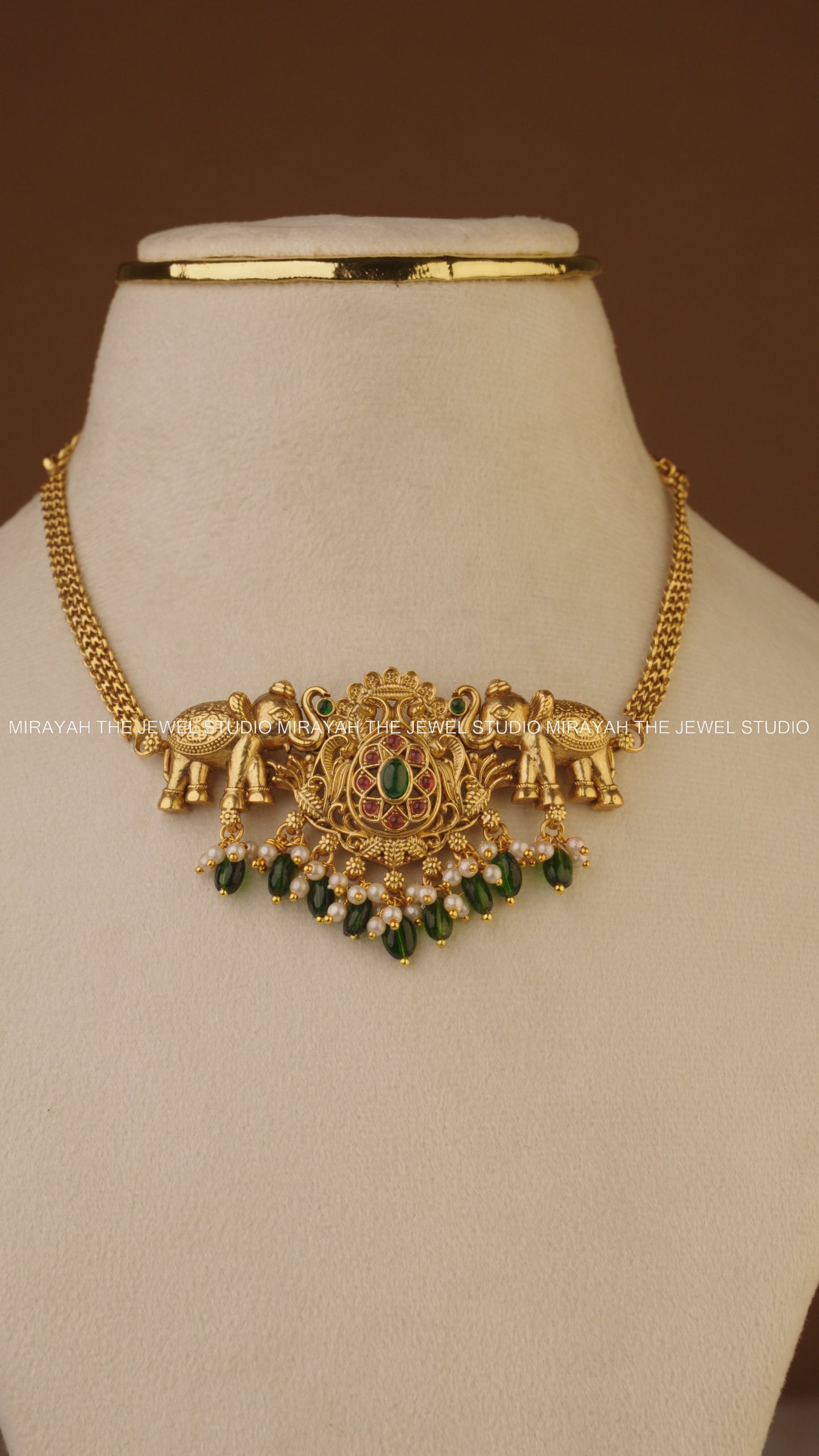 ELEPHANT LUXE CHOKER/NECKLACE - GREEN