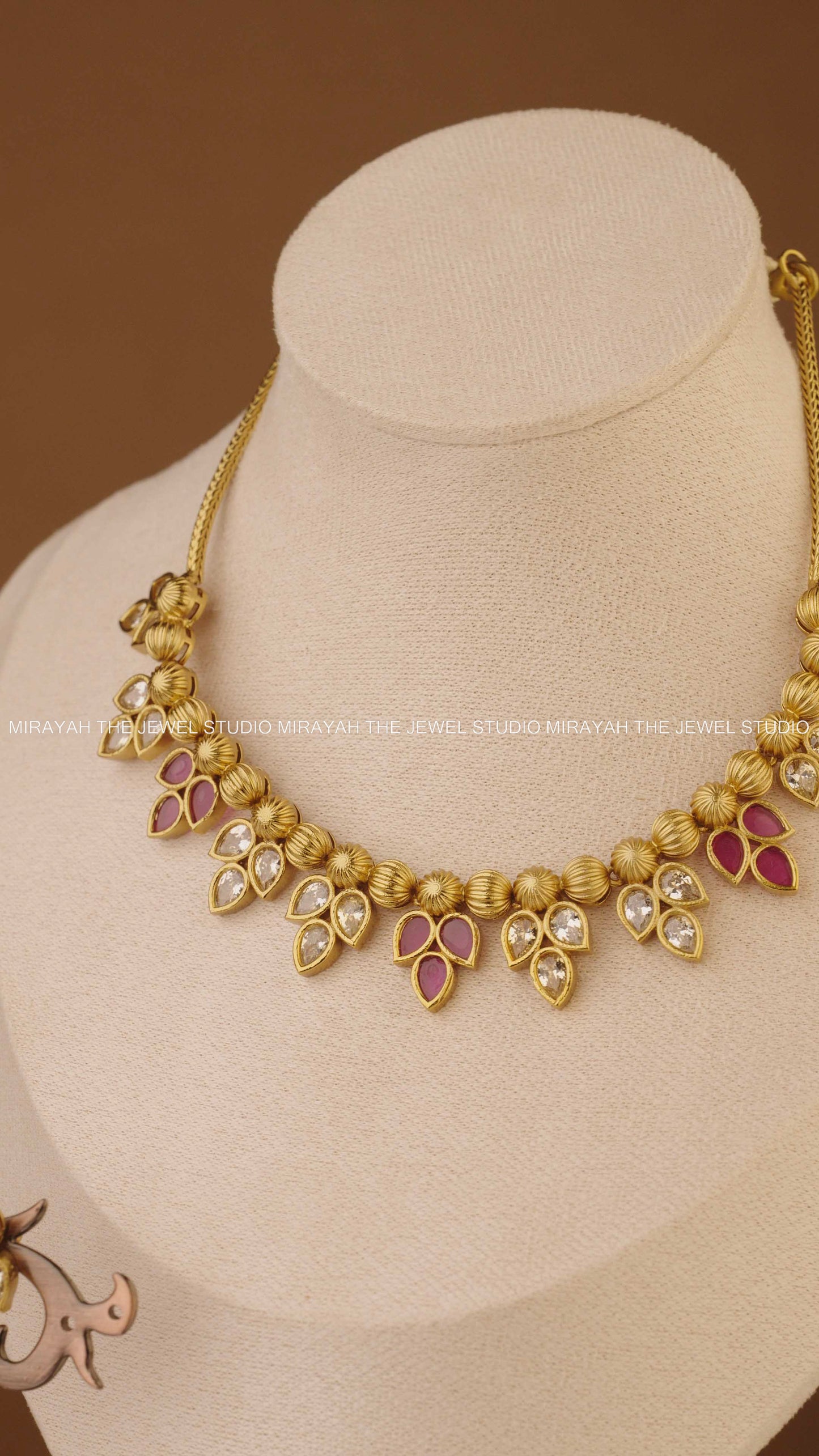 TWILIGHT PETALS NECKLACE - RUBY AND WHITE