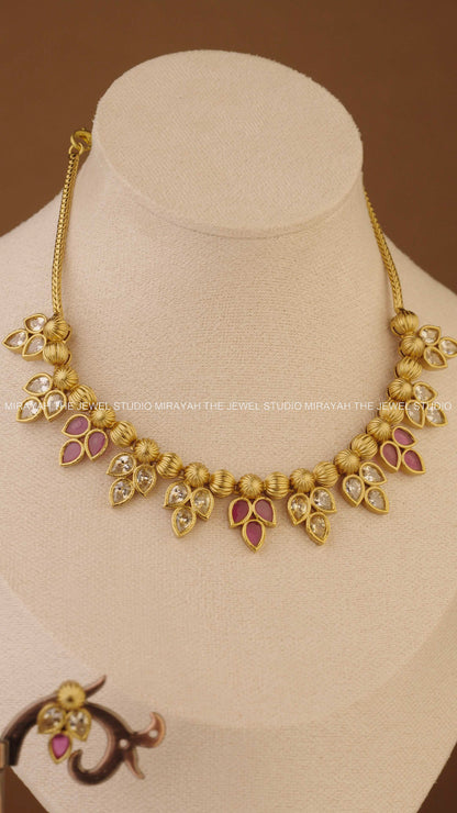 TWILIGHT PETALS NECKLACE - RUBY AND WHITE