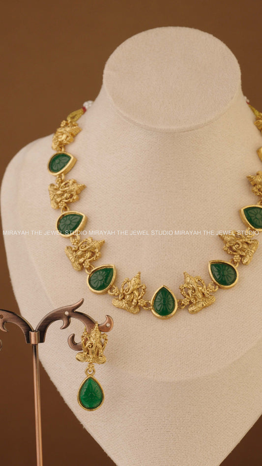 GANAPATHY GLOW NECKLACE - GREEN