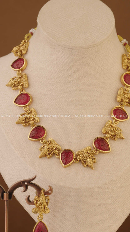 GANAPATHY GLOW NECKLACE -RED