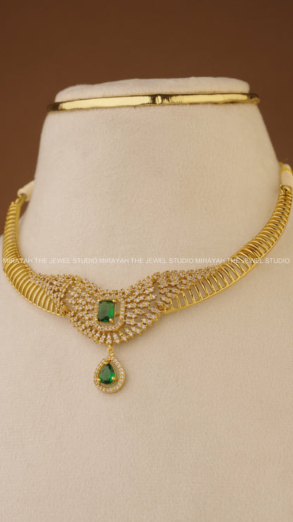 HEERA SHINE AD NECKLACE - GREEN