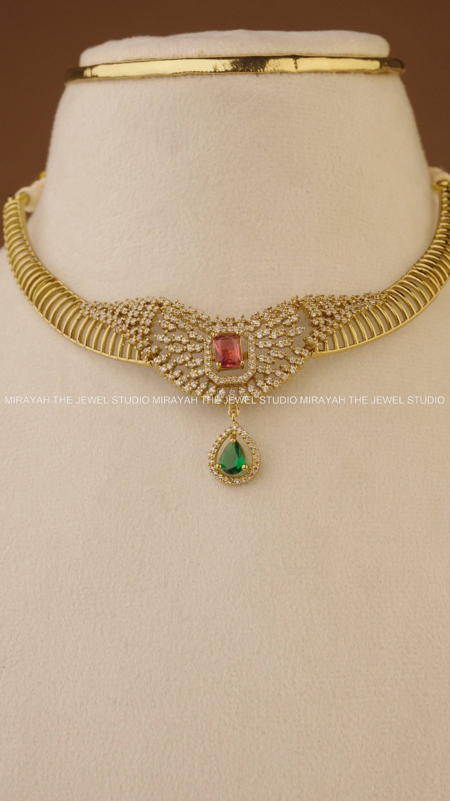 HEERA SHINE AD NECKLACE - RED AND GREEN