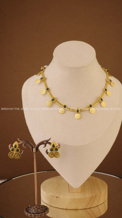 COIN SWARNA MANGA NECKLACE - GREEN