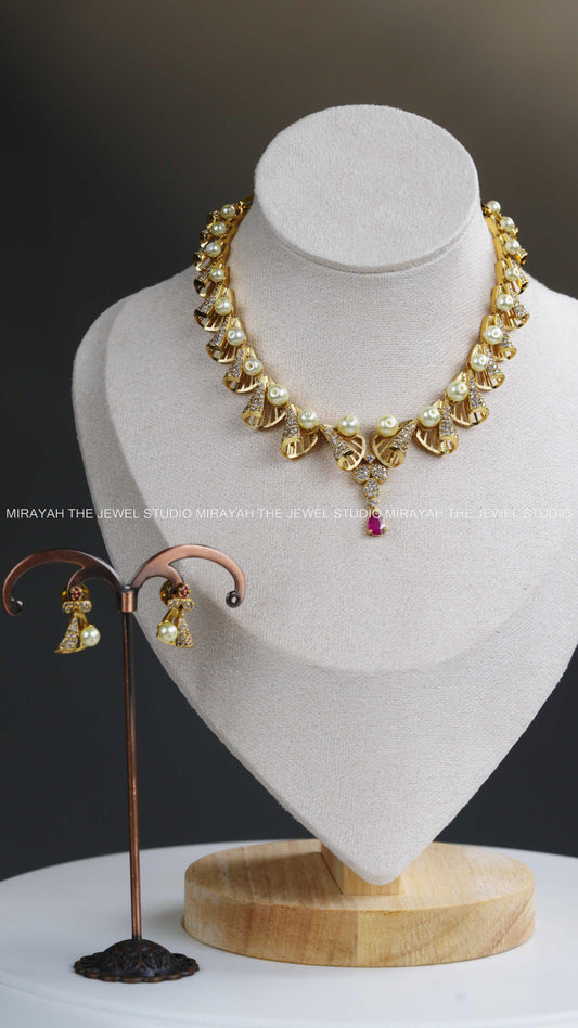 PREMIUN AD SHELL PEARL NECKLACE - RUBY