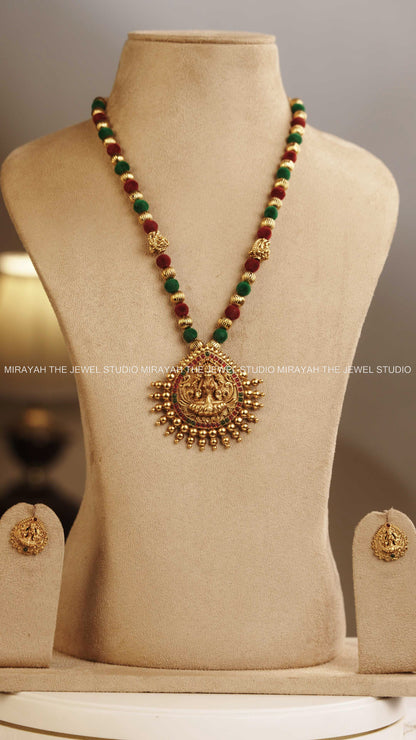 THREADED LAKSHMI PENDANT HARAM