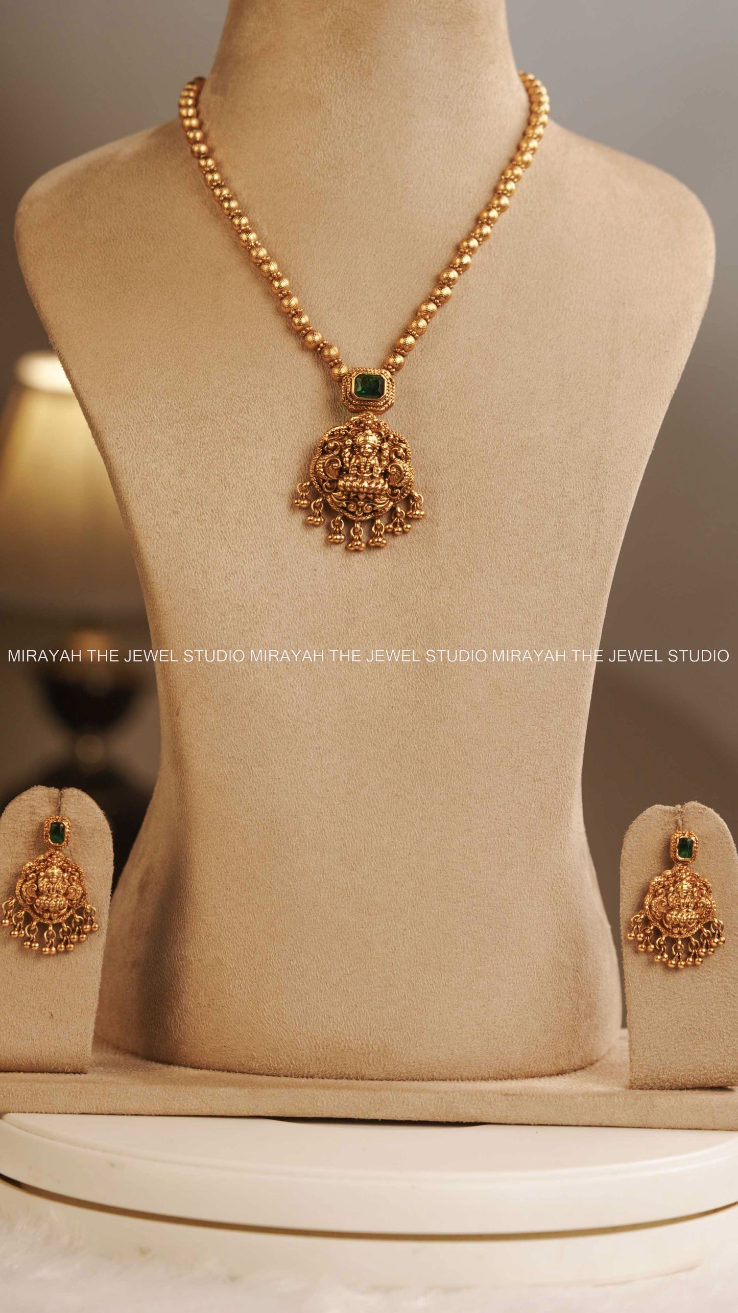 BHAVANI BEADED PENDANT MID HARAM - GREEN