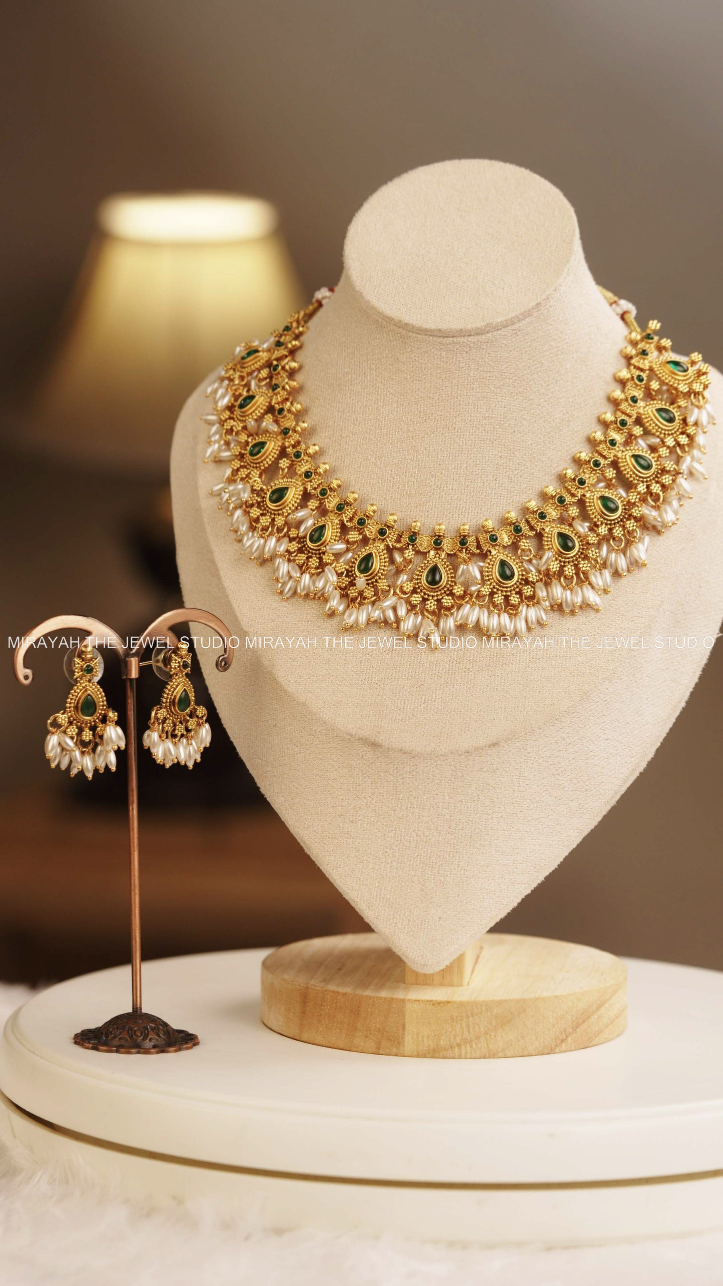 GREEN DROPLET GUTTAPUSALU NECKLACE