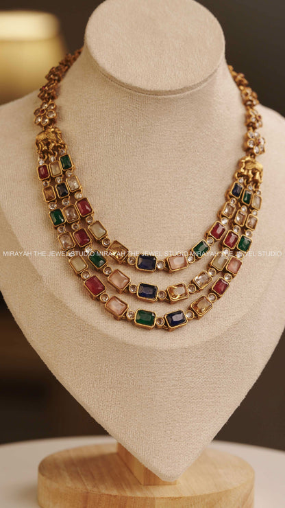 3 LAYERED RECTANGLE AD NECKLACE