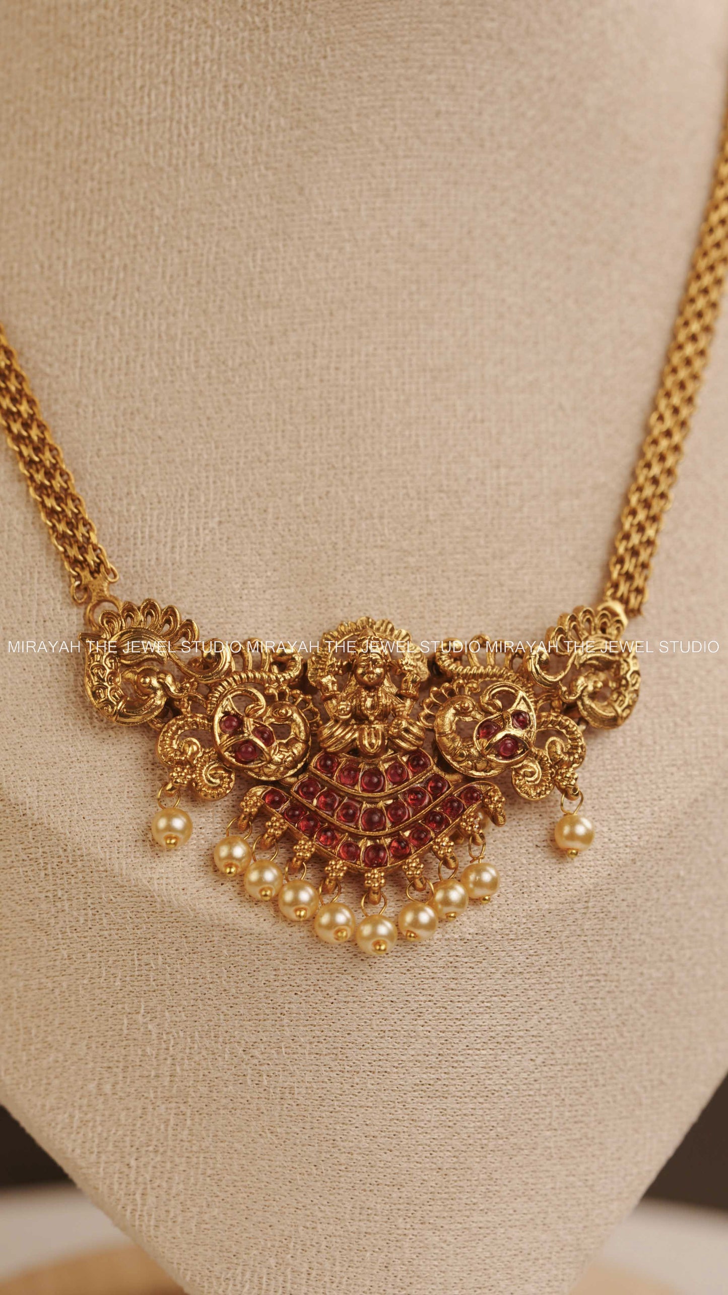 DEVIKA PEACOCK NECKLACE  - RUBY