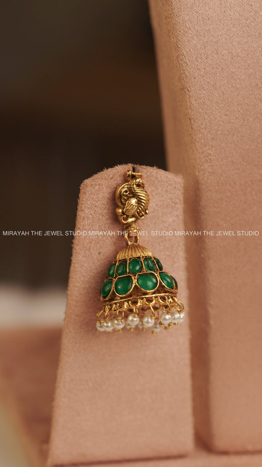 MEERA STONED PEACOCK NECKLACE - GREEN