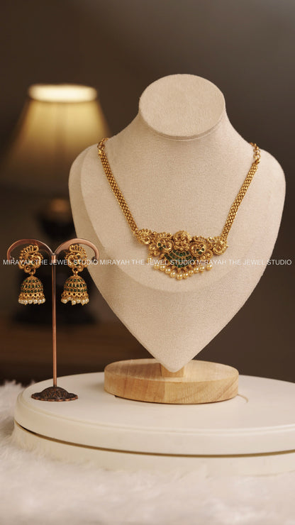 DEVIKA PEACOCK NECKLACE - GREEN