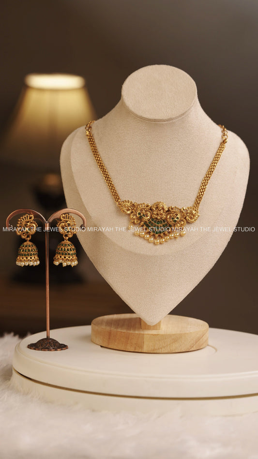 DEVIKA PEACOCK NECKLACE - GREEN