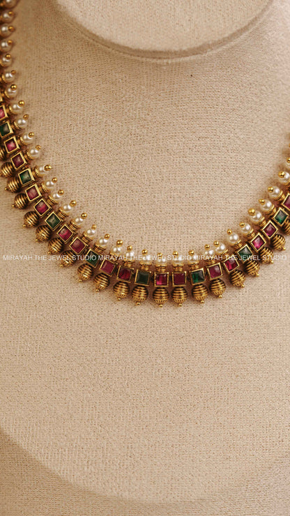 PREMIUM SQUARE SPIKED NECKLACE WITH JHUMKA