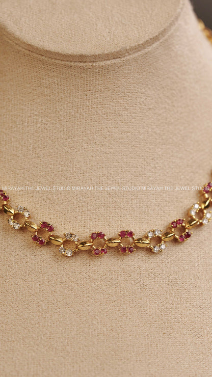 MINIMAL ELEGANT AD NECKLACE - PINK AND WHITE