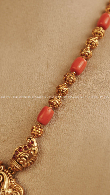 PREMIUM AKSHARA CORAL HARAM