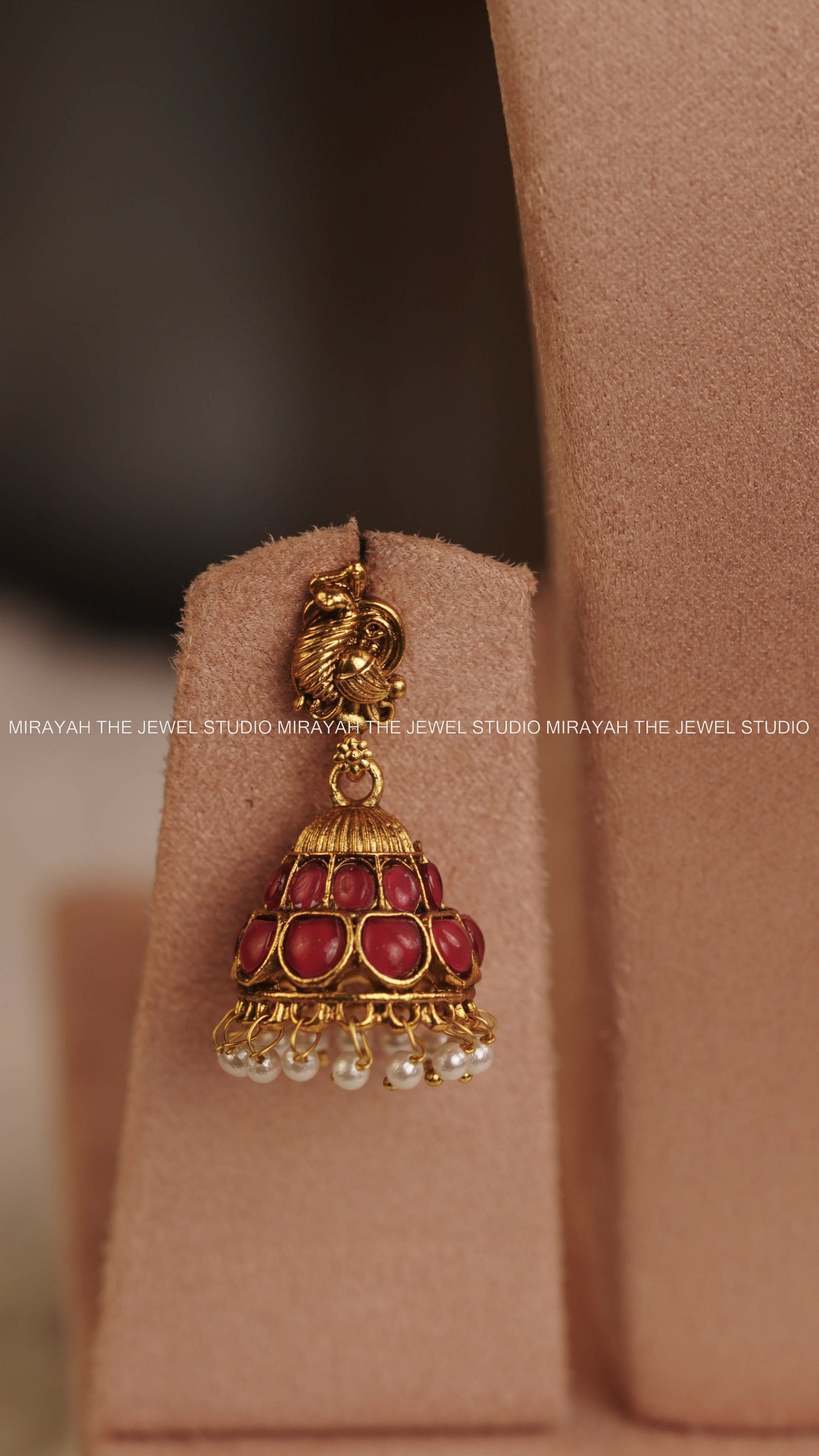 MEERA STONED PEACOCK NECKLACE - RUBY